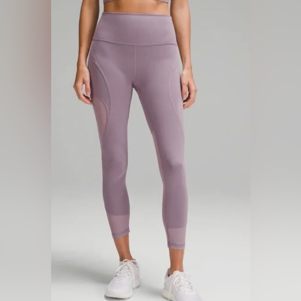 lululemon size 6 wunder train mesh panel HR tight 25”